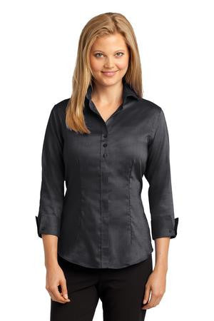 Red House Ladies 3/4-Sleeve Nailhead Non-Iron Button-Down Shirt. RH69