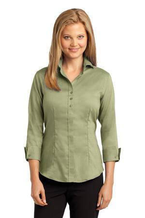 Red House Ladies 3/4-Sleeve Nailhead Non-Iron Button-Down Shirt. RH69