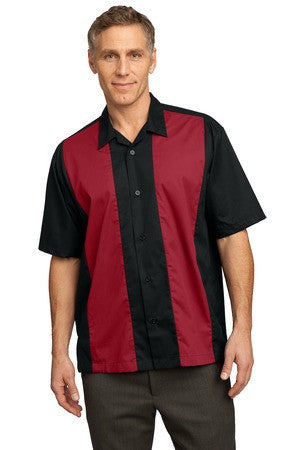 Port Authority Retro Camp Shirt.  S300 Black/red