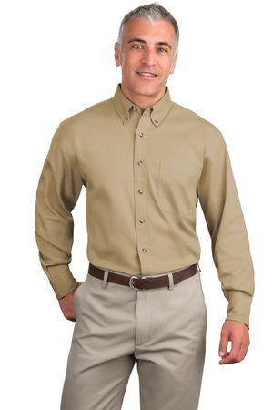Port Authority Tall Long Sleeve Twill Shirt.  TLS600T Khaki