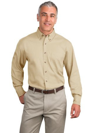 Port Authority Tall Long Sleeve Twill Shirt.  TLS600T Stone