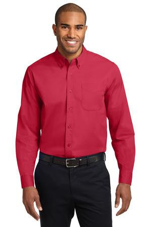 Port Authority Extended Size Long Sleeve Easy Care Shirt.   S608ES Red/Light Stone