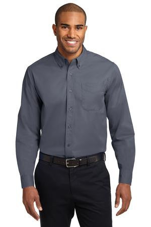 Port Authority Extended Size Long Sleeve Easy Care Shirt.   S608ES Steel Grey/Light Stone