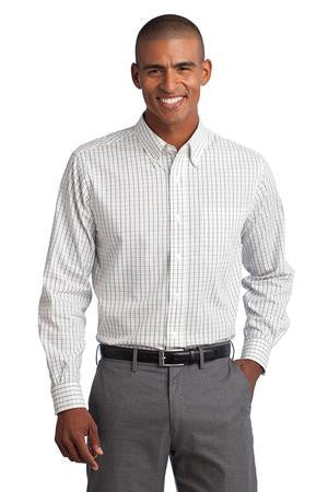 Port Authority Tattersall Easy Care Shirt. S642 Green/navy