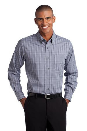 Port Authority Tattersall Easy Care Shirt. S642 Grey/white