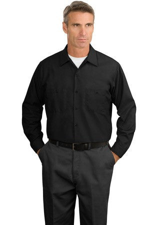 Red Kap Long Size, Long Sleeve Industrial Work Shirt. SP14LONG Black