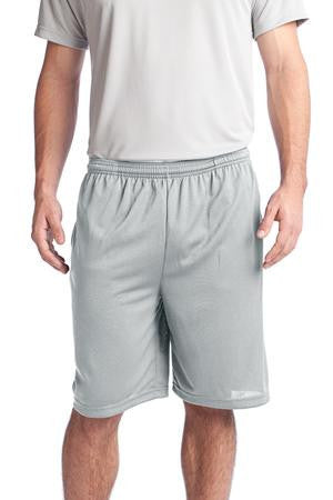 Sport-Tek PosiCharge Tough Mesh Pocket Short. ST312 Silver