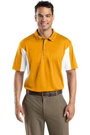 Sport-Tek Side Blocked Micropique Sport-Wick Polo. ST655 Gold/white