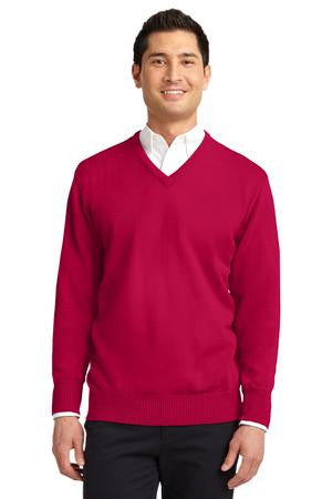 Port Authority Value V-Neck Sweater. SW300 Red