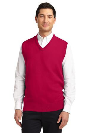 Port Authority Value V-Neck Sweater Vest. SW301 Red