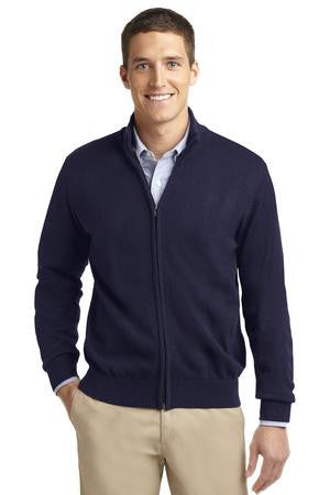 Port Authority Value Full-Zip Mock Neck Sweater. SW303 Navy