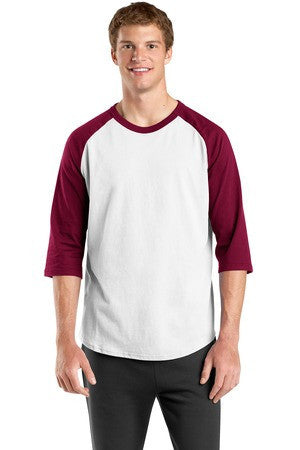 Sport-Tek Colorblock Raglan Jersey.  T200 White/cardinal