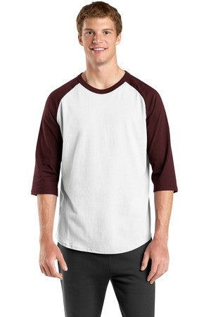 Sport-Tek Colorblock Raglan Jersey.  T200 White/maroon