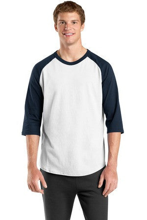Sport-Tek Colorblock Raglan Jersey.  T200 White/navy