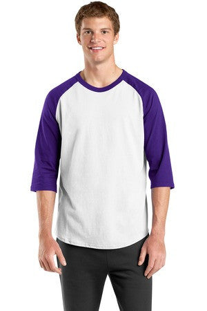 Sport-Tek Colorblock Raglan Jersey.  T200 White/purple