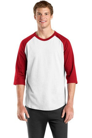 Sport-Tek Colorblock Raglan Jersey.  T200 White/red