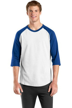 Sport-Tek Colorblock Raglan Jersey.  T200 White/royal