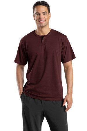 Sport-Tek Short Sleeve Henley.  T210 Maroon