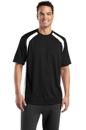 Sport-Tek Dry Zone Colorblock Crew. T478 Black/white