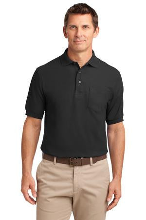 Port Authority Tall Silk Touch Polo with Pocket. TLK500P Black