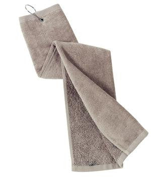 Port Authority Grommeted Tri-Fold Golf Towel.  TW50 Khaki