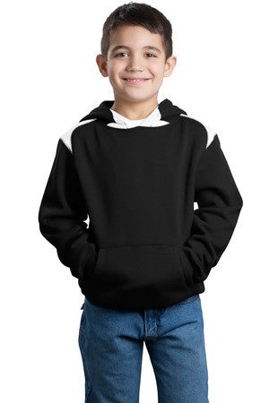 Sport-Tek Youth Pullover Hooded Sweatshirt with Contrast Color. Y264 Black