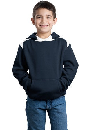 Sport-Tek Youth Pullover Hooded Sweatshirt with Contrast Color. Y264 Navy