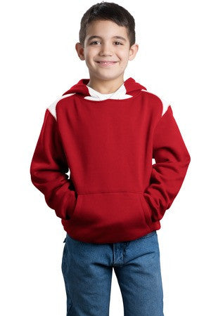 Sport-Tek Youth Pullover Hooded Sweatshirt with Contrast Color. Y264 Red