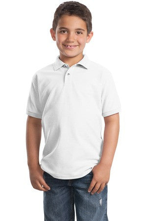 Port Authority Youth Silk Touch Polo.  Y500 White
