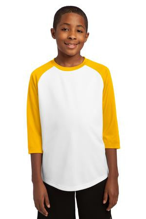 Sport-Tek Youth PosiCharge Baseball Jersey. YST205 White/gold