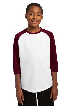Sport-Tek Youth PosiCharge Baseball Jersey. YST205 White/maroon