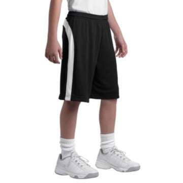  DISCONTINUED  Sport-Tek Youth Dry Zone Colorblock Short. YT479 Black/White