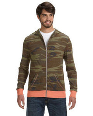 Alternative Men's Eco LongAA1970P Sleeve Printed Zip Hoodie 