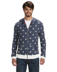 Alternative Men's Eco LongAA1970P Sleeve Printed Zip Hoodie 